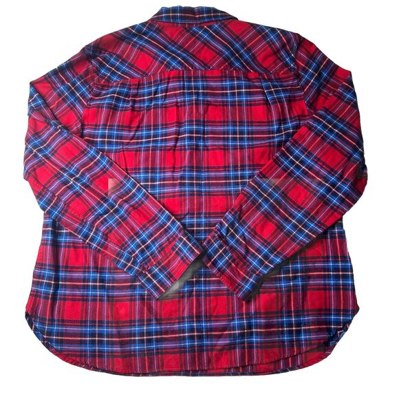 J.Crew Mercantile L Women’s Quarter Zip Tartan Plaid Red Flannel - Picture 7 of 10